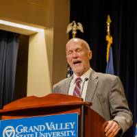 Dr. Jeffrey Potteiger speaking to the audience at the recognition ceremony